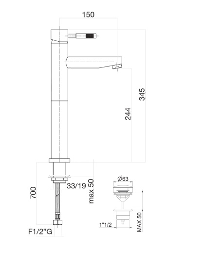 Смеситель для раковины Fiore Xenon 44NN5290, черный