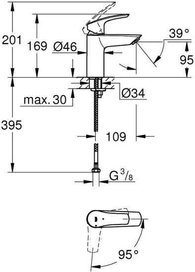 Смеситель для раковины Grohe Eurosmart 32154003