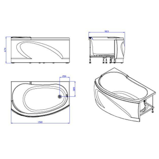 Акриловая ванна Akrilan Laguna del Ritos 150 L