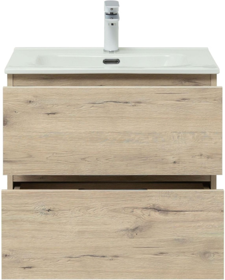 Тумба с раковиной Aquanet Алвита new 60 подвесная, дуб веллингтон белый, с ящиками