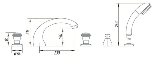 Смеситель на борт ванны Migliore Axo Swarovski ML.AXO-680F Cr