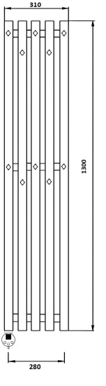 Полотенцесушитель электрический Secado Сандриго 5К 1300/280 L, черный матовый
