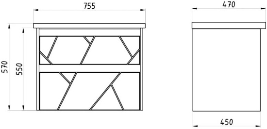 Тумба с раковиной ASB-Mebel Диана 75 белый глянец