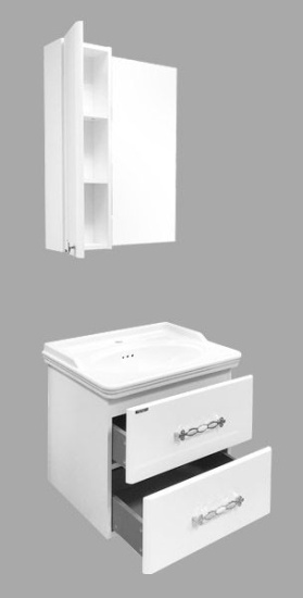 Мебель для ванной Comforty Неаполь 65, подвесная, белый глянец