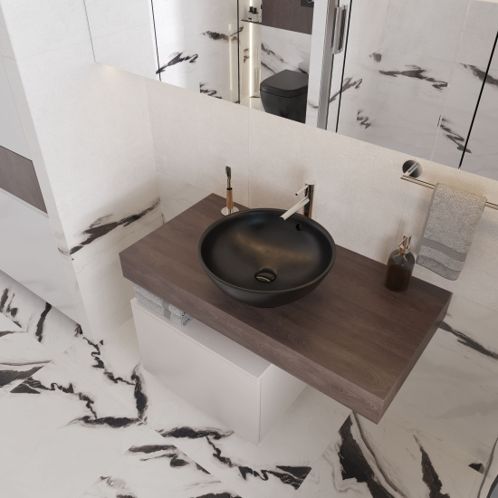 Мебель для ванной VitrA Ольборг 50: столешница 100 без отверстий, дуб карпентер + тумба 50