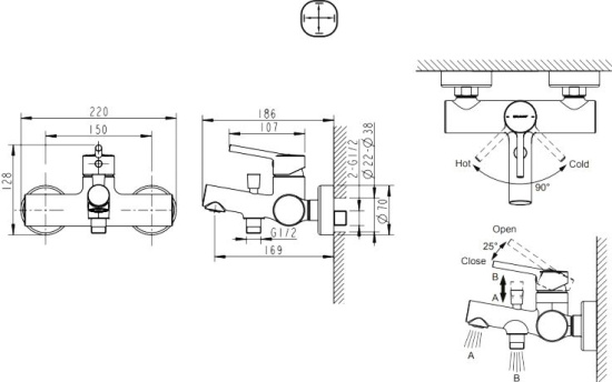 Смеситель для ванны Bravat Palace F6172217CP-01-RUS