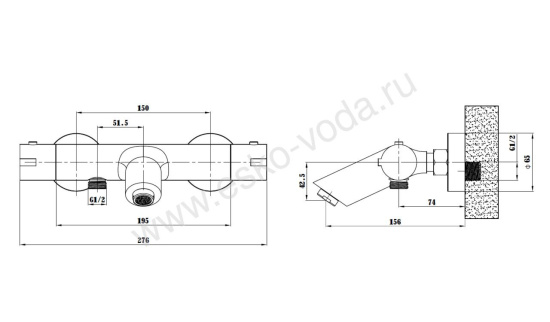 Смеситель для душа Esko Mikros T3054 Black термостат