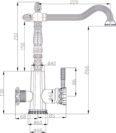 Смеситель для кухни Zorg Antic A 53 KF-BR