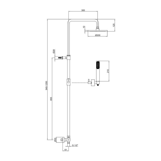 Душевая стойка Webert Elio EL980507560METAL с термостатом, черный
