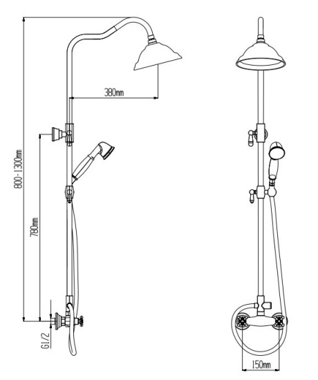 Душевая стойка Boch mann Diva черная матовая