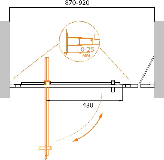 Душевая дверь в нишу Cezares Molveno-BA-11-70+20-C-Cr-IV