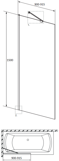Шторка на ванну Radaway Idea Black PNJ II 90