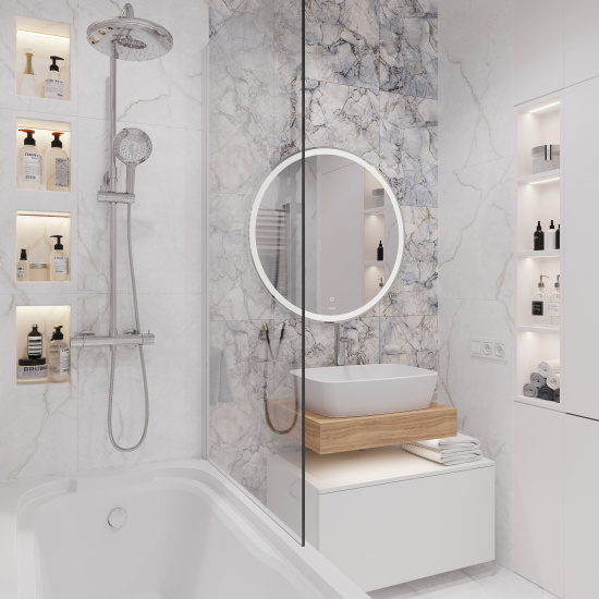 Мебель для ванной Stworki Ольборг 60 столешница дуб французский, без отверстий, с тумбой 80, с раковиной Vitra Shift