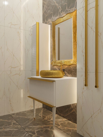 Тумба с раковиной Armadi Art Vallessi Avantgarde 80 белая, золото