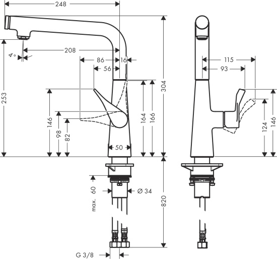 Смеситель для кухни Hansgrohe Metris Select M71 14847800 сталь
