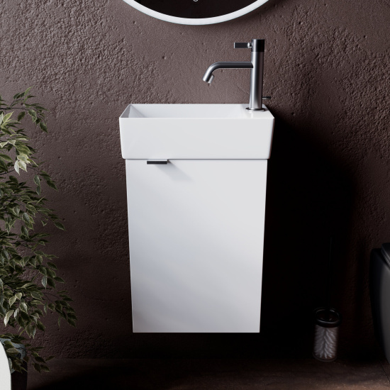 Тумба с раковиной Sancos Mini 36 R белый глянец, подвесная