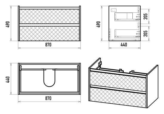 Тумба с раковиной Brevita Chester 90 подвесная
