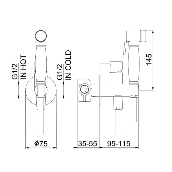 Гигиенический душ Webert Elio EL870302010 со смесителем