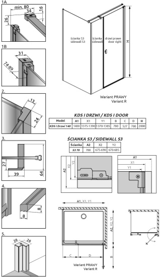 Душевой уголок Radaway Nes KDS I 140x70 R