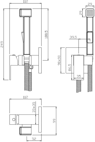 Гигиенический душ Olive'S Granada 05131GN со смесителем, с внутренней частью