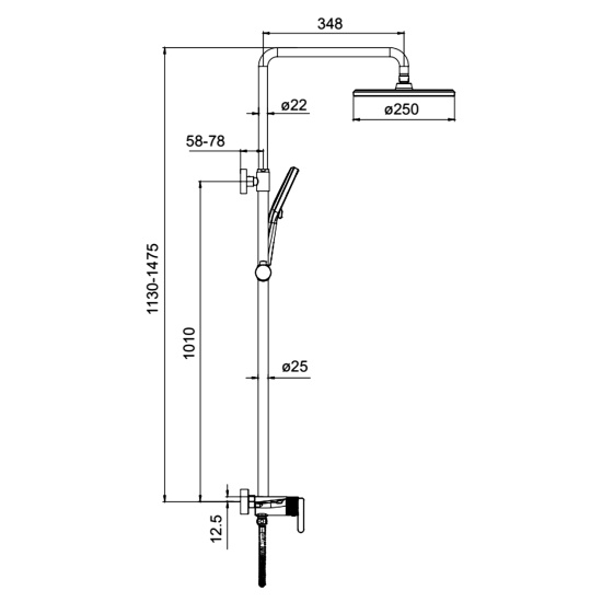 Душевая стойка Gappo G2495-91, хром