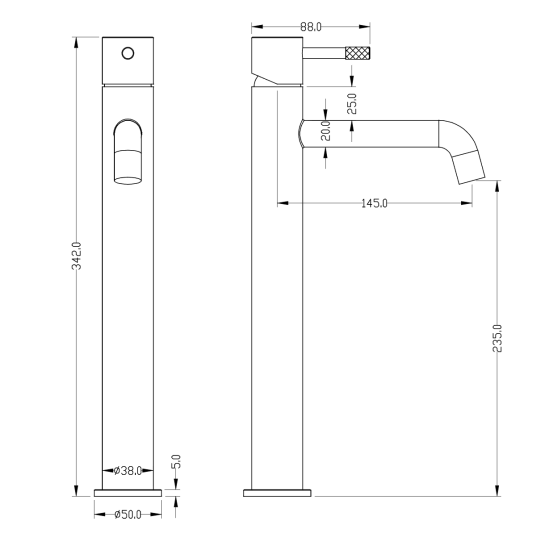 Смеситель для раковины Boheme Uno 462-INOX