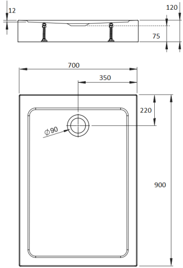 Поддон для душа Radaway Doros F Compact 90x70