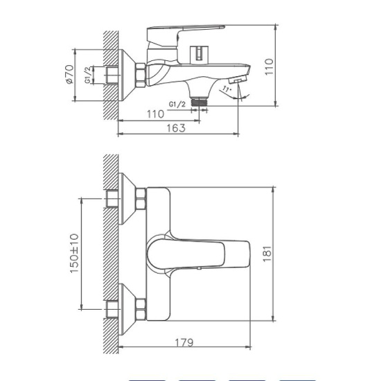 Смеситель для ванны Haiba HB60563 хром