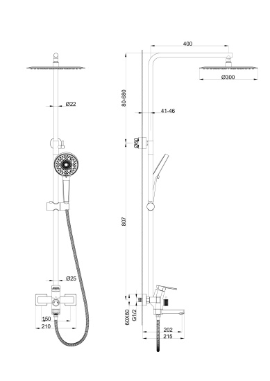 Душевая стойка Wonzon & Woghand Frame WW-88739010-BGM