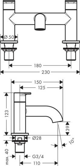 Смеситель на борт ванны Hansgrohe Vernis Blend 71442000 хром