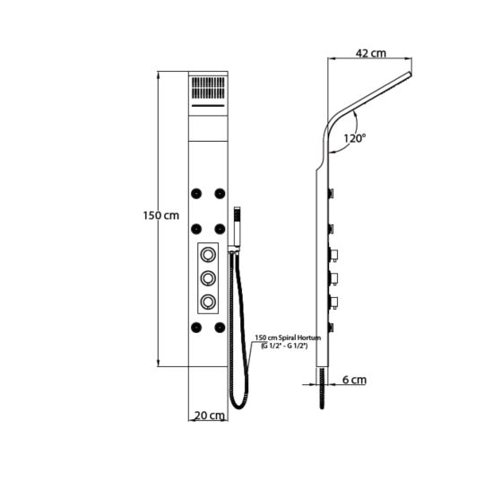 Душевая панель beWash BV6TMSP3024