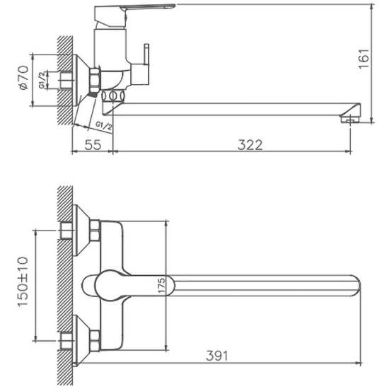 Смеситель для ванны Haiba HB22557-8 белый/хром