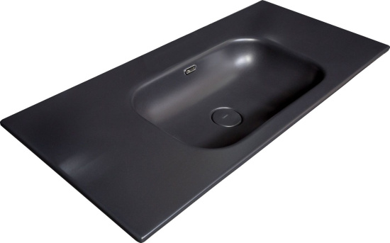 Тумба с раковиной Armadi Art Vallessi 80 антрацит матовая, с черной раковиной