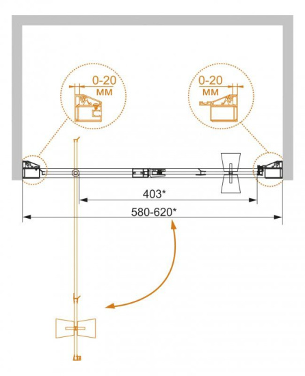 Душевая дверь в нишу Cezares Rosa-BA-1-80-RO-Bi
