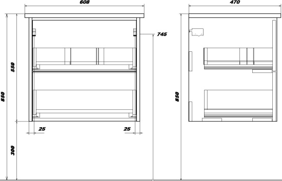 Тумба с раковиной Sanstar Trend 60 бетон пайн