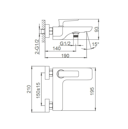 Смеситель для ванны Wonzon & Woghand Shark WW-483101-CR