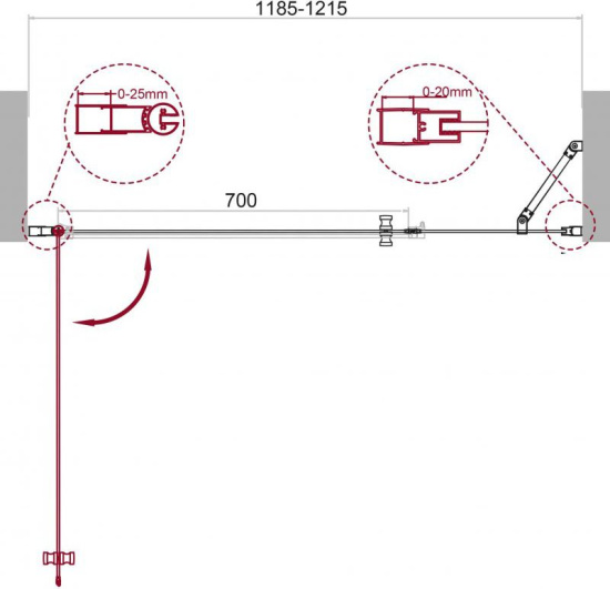 Душевая дверь в нишу BelBagno Etna B-11-40+80-C-Cr