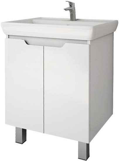 Тумба с раковиной Dreja Q Plus (D) 70 c опорами, белый глянец