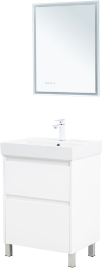 Тумба с раковиной Aquanet Nova Lite 2.0 60 напольная, белый глянец