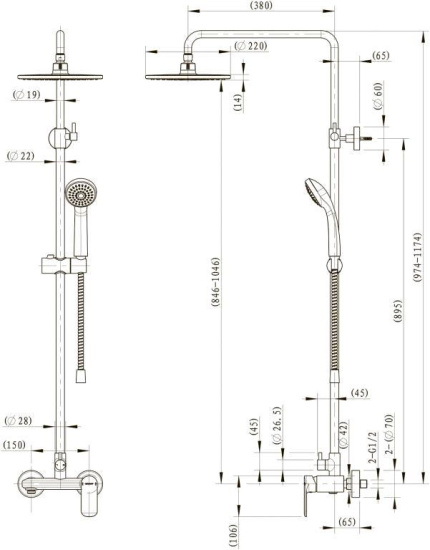 Душевая стойка Bravat Opal R F9125183CP-A2-RUS