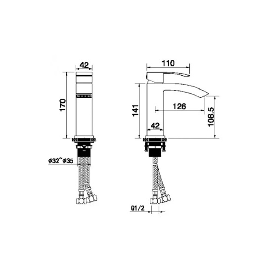 Смеситель для раковины Filarete Waterfall FL5010BG, графит