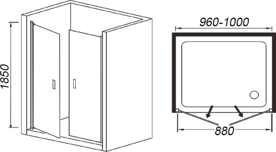 Душевая дверь в нишу Weltwasser WW600 600K2-100