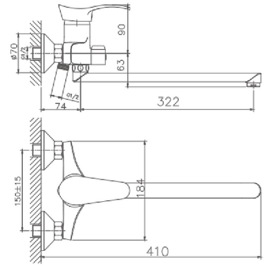 Смеситель для ванны Haiba HB2201