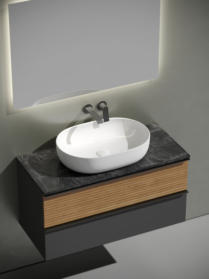 Тумба с раковиной Sancos Delta 100 дуб красный/графит, DL100GR