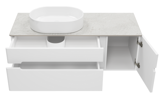 Тумба с раковиной Misty Роял 120 белая подвесная, со столешницей