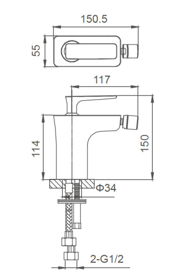 Смеситель для биде Wonzon & Woghand Shark WW-485001-CR