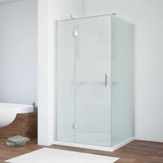 Душевой уголок Vegas Glass AFP-Fis NOVO 100*90 07 Moru L, профиль матовый хром, стекло Moru