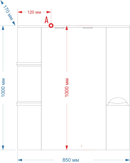 Зеркало Misty Жасмин 85 R с подсветкой, красная эмаль