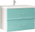Тумба под раковину Marka One Mix 60П с 2 ящиками, бирюзовое стекло, ручки рейлинг