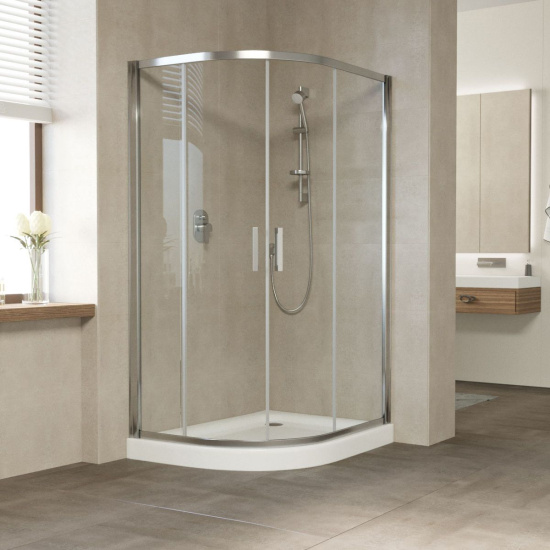 Душевой уголок Vegas Glass ZS-F 120*90 08 01 профиль глянцевый хром, стекло прозрачное
